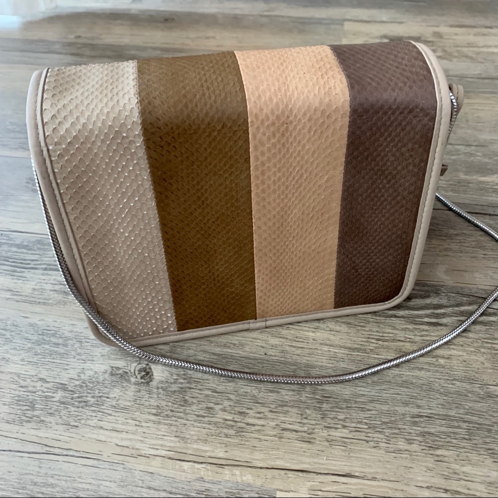 All Saints Bansho Leather Snakeskin Crossbody Bag - Picture 4 of 8